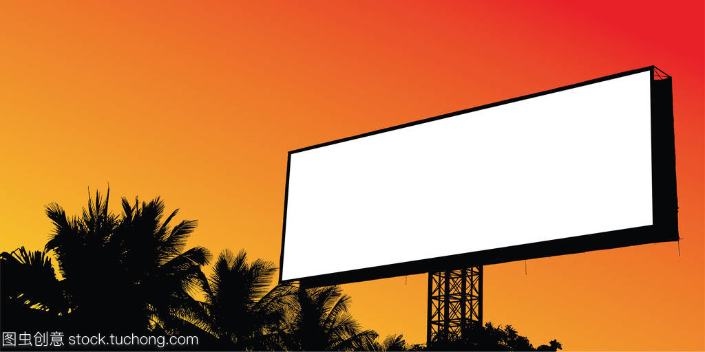 黄昏广告牌 现代符号与自然剪影的交融
